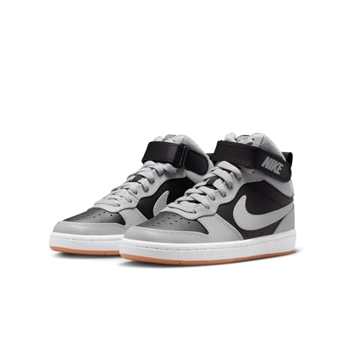 Nike Big Kid's Court Borough Mid 2 Shoes, Black/Light Smoke Grey-White-Gum Medium Brown, 6Y
