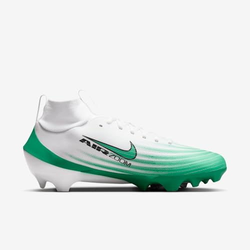 Nike Vapor Pro 1 Football Cleats (HM8850-100, White/Stadium Green/Metallic Silver/Black) Size 8