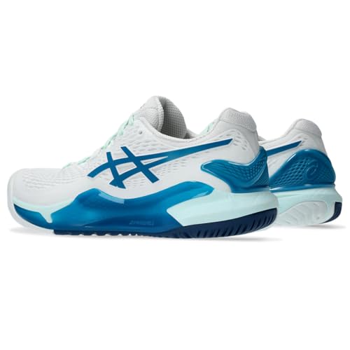 ASICS Women's Gel-Resolution 9 Trainers, White Teal Blue, 5