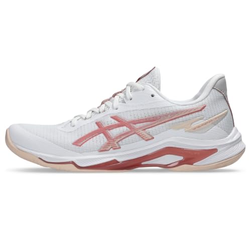 ASICS Women's Netburner Ballistic FlyteFoam 4 Volleyball Shoes, 10, White/Rose Rouge