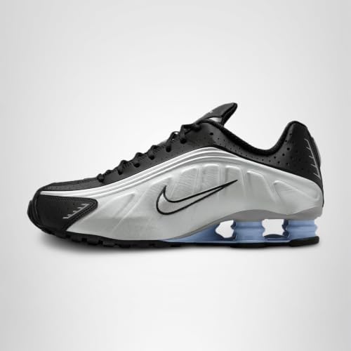 Nike Shox R4 Men's Shoes (HQ1988-004, Metallic Silver/Black/Psychic Blue/Metallic Silver) Size 9