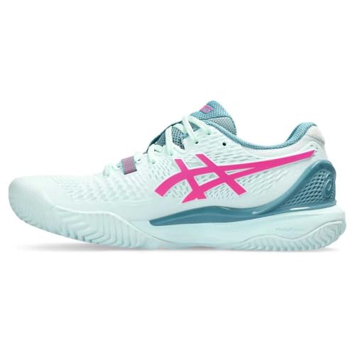 ASICS Women's Gel-Resolution 9 Padel Sneaker, Soothing SEA/HOT Pink, 4 UK, Soothing Sea Hot Pink, 4 UK
