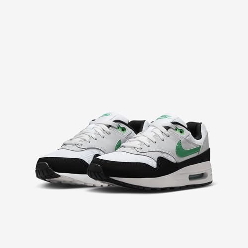 Air Max 1 Big Kids' Shoes (DZ3307-108, White/Pure Platinum/Black/Stadium Green) Size 6.5
