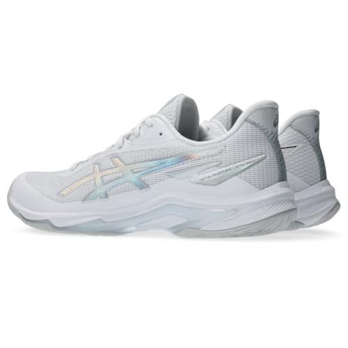 ASICS Unisex Netburner Ballistic FlyteFoam 4 Volleyball Shoes, 10M / 11.5W, White/Pure Silver