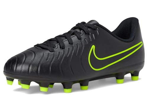 Nike Unisex Kid's Jr. Tiempo Legend 10 Club Multi-Ground Low-Top Soccer Cleats (Little Kid/Big Kid) Black/Volt 3.5 Medium