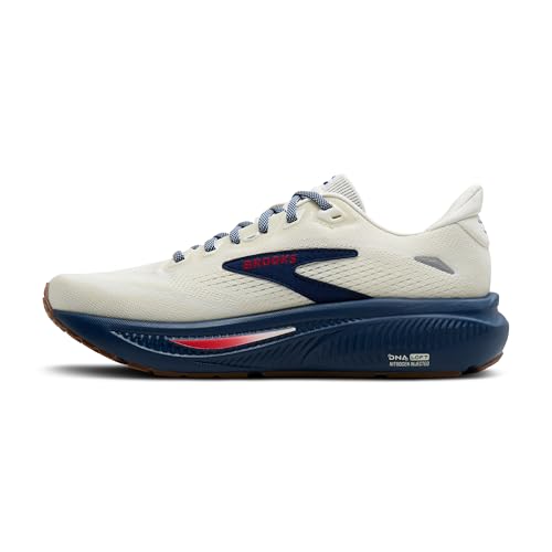 Brooks Women’s Ghost 18 Neutral Running & Walking Shoe - Coconut/Red/Blue - 7.5 Medium