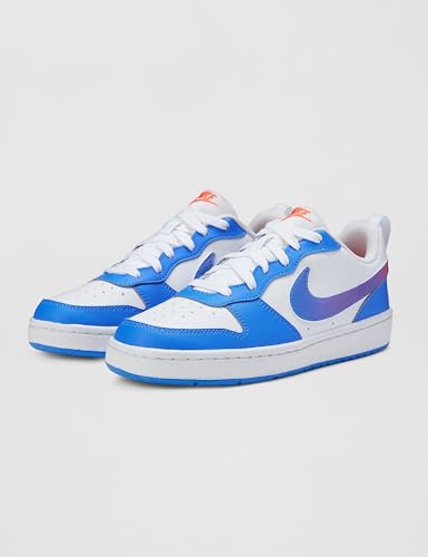 Nike Kid's Court Borough Low Bball, White/Blue Crystal-Bright Violet, 7Y