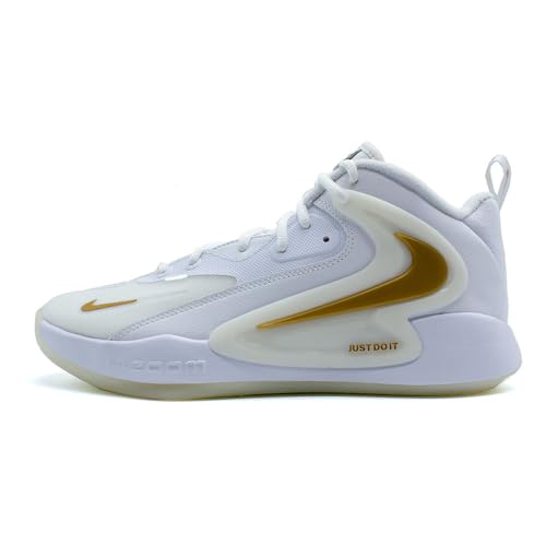 Nike HyperSet 2 Indoor Court Shoes (White/Metallic Gold/White) Size 8.5