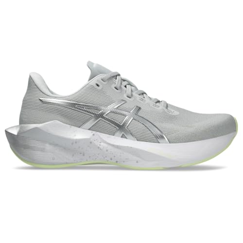 ASICS Mens, Novablast 6 Platinum, Platinum/Glow Green, 8, Medium