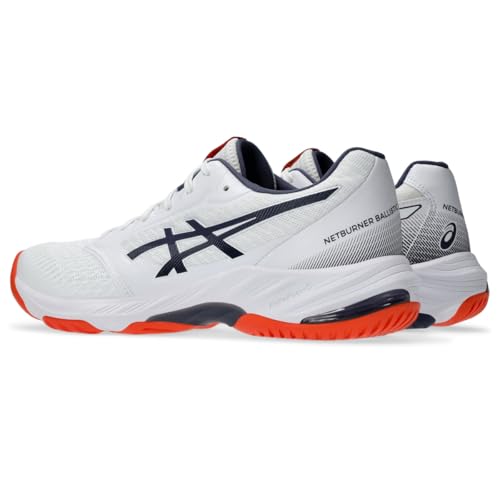ASICS Men's Netburner Ballistic FlyteFoam 3 Volleyball Shoes, 6.5, White/Indigo Fog