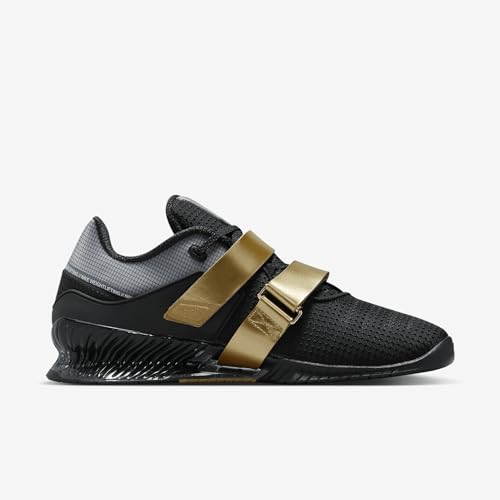 Nike Romaleos 4 Weightlifting Shoes (CD3463-001, Black/Metallic Gold/White/Metallic Gold) Size 8