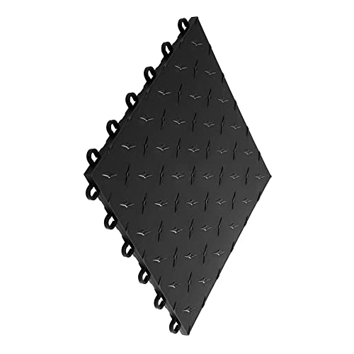 Speedway Diamond Interlocking Garage Floor Tiles 12 x 12 x 0.5 in, Black, 50 Piece Set