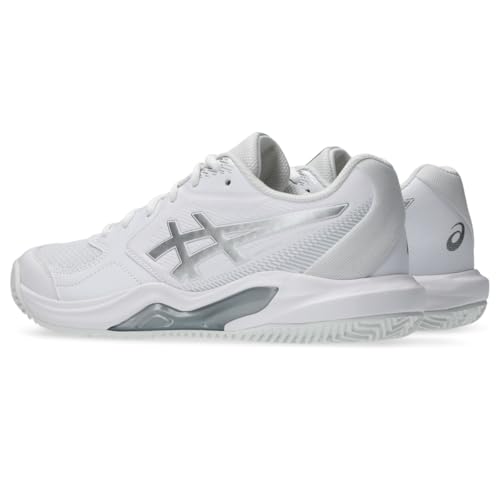 ASICS Women's Gel-Dedicate 9 Clay Tennis Shoes, 7.5, White/Pure Silver