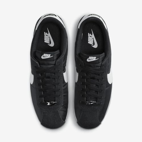 Nike Men's Cortez Textile Sneaker, Black White, 7 US