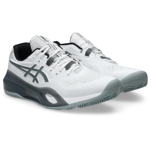 ASICS Men's Gel-Resolution X Padel Tennis Shoes, 10.5, White/Steel Grey