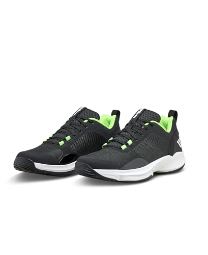 WILSON Hurakn Pro V2 Men's Padel Shoe - Black/White/Green Gecko, Size 10.5 US