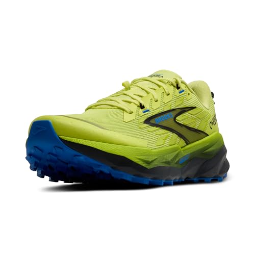 Brooks Men’s Cascadia 19 Mountain Trail Running Shoe - Sunny Lime/Black/Blue - 8 Medium
