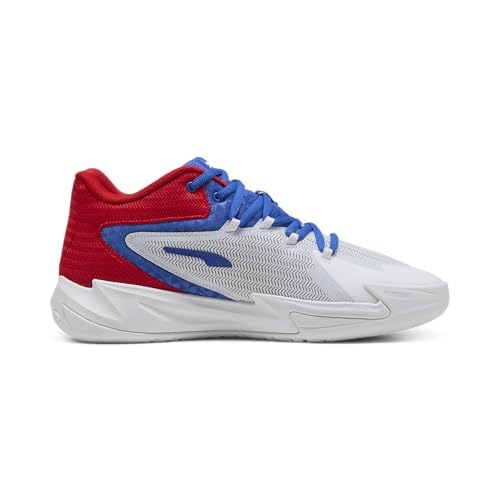 Puma Men's Dagger Basketball Shoes, White-Mountain Blue-for All Time Red AH25, 9