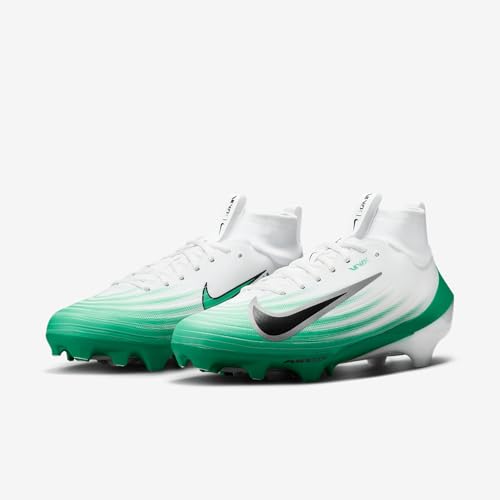 Nike Vapor Pro 1 Football Cleats (HM8850-100, White/Stadium Green/Metallic Silver/Black) Size 8
