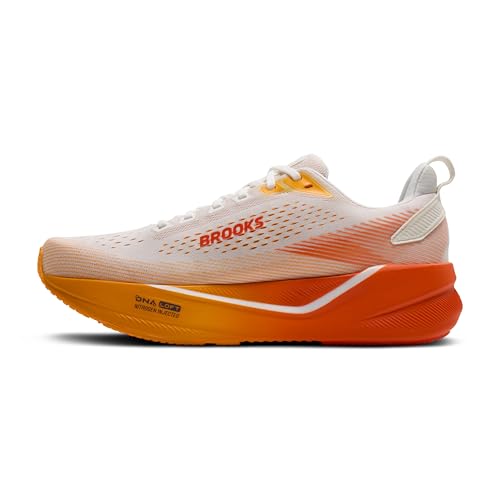 Brooks Men’s Ghost Max 4 Neutral Running & Walking Shoe - White/Orange/Red - 9 Medium