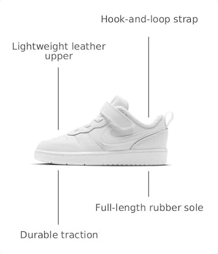 Nike Boy's Court Borough Low 2 (Little Kid) White/White/White 3 Little Kid M