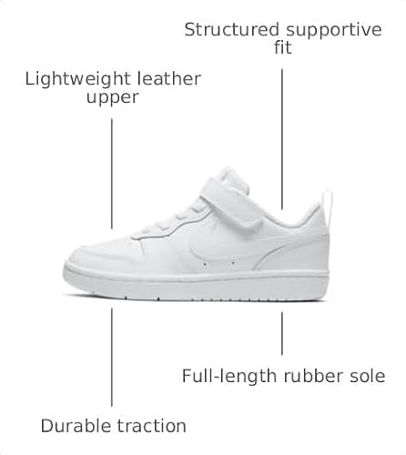 Nike Boys' Court Borough Low 2 (PSV) Trainers, 100 White White, 11.5 US