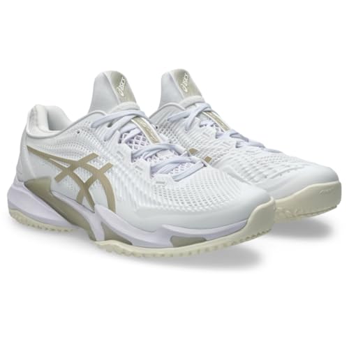 ASICS Men's Court FlyteFoam 3 OC Tennis Shoes, 13, White/Putty