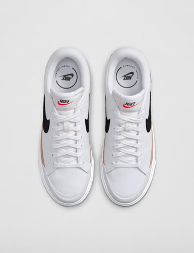 Nike Women's Court Legacy Lift Shoes, White/Black-Hemp-Team Orange, 6