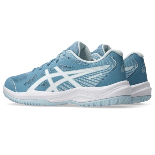 ASICS Kid's Upcourt 6 Grade School Volleyball Shoes, 4, SABA Blue/White