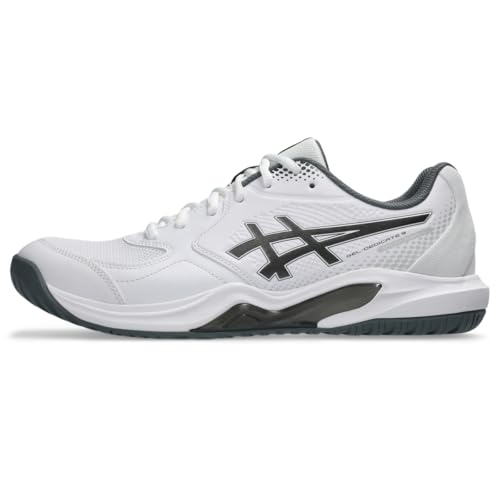 ASICS Men's Gel-Dedicate 9 Pickleball Tennis Shoes, 10, White/Gunmetal