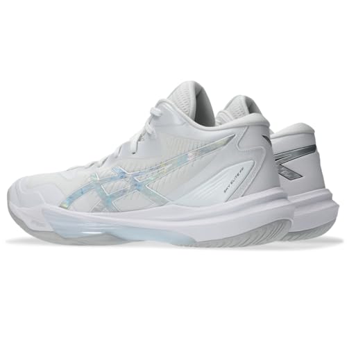 ASICS Unisex Sky Elite FlyteFoam Mid Top 3 Volleyball Shoes, 8M / 9.5W, White/Pure Silver