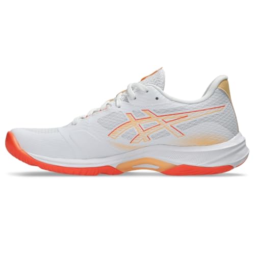 ASICS Women's Netburner Ballistic FlyteFoam 4 Volleyball Shoes, 10, White/Vivid Coral