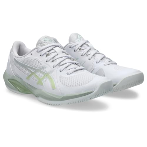 ASICS Women's Solution Swift FlyteFoam 2 Tennis Shoes, 9, White/Lichen Rock