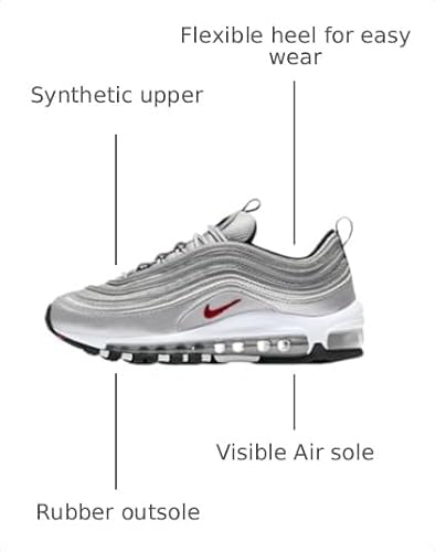 Boys' Nike Air Max 97 QS (GS) Silver Bullet 918890 001 Running Shoe Size 6.5Y