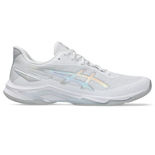ASICS Unisex Netburner Ballistic FlyteFoam 4 Volleyball Shoes, 12M / 13.5W, White/Pure Silver
