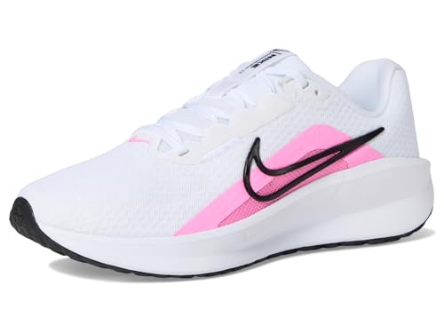 Nike Women's Downshifter 13 Road Running Shoes, White/Pink Spell-Black, 6 Extra Wide