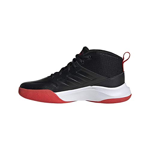 adidas unisex child Ownthegame Wide Basketball Shoe, Black/Active Red/White, 3 Wide Little Kid US