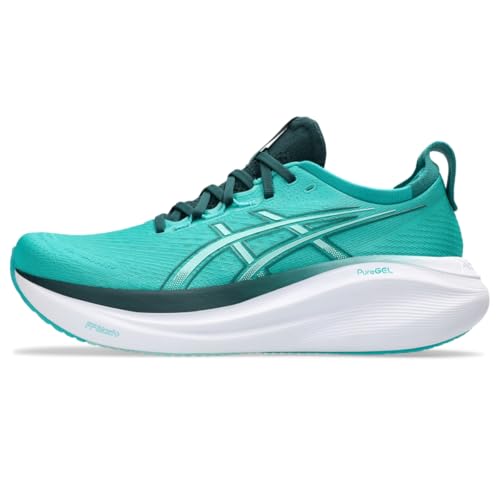 ASICS Men's Gel-Nimbus 27 Running Shoes, 11, Wave Teal/Saxon Green