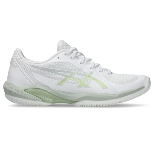 ASICS Women's Solution Swift FlyteFoam 2 Tennis Shoes, 9, White/Lichen Rock