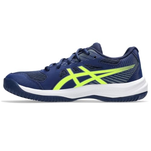 ASICS Kid's Upcourt 6 Grade School Volleyball Shoes, 3, Blue Expanse/Safety Yellow