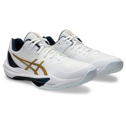 ASICS Men's Sky Elite FlyteFoam 3 Volleyball Shoes, 6.5, White/Pure Gold