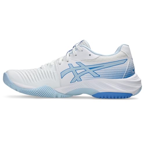 ASICS Women's Netburner Ballistic FlyteFoam 3 Volleyball Shoes, 9, White/Blue Coast