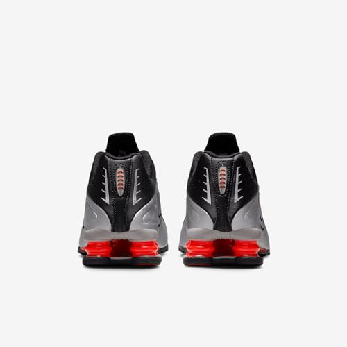 Nike Shox R4 Big Kids' Shoes (CW2626-005, Metallic Silver/Black/Picante Red/Metallic Silver) Size 6