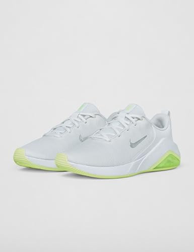 Nike Women's Bella 7 Training/Workout Shoes, White/Metallic Silver-Barely Volt, 8