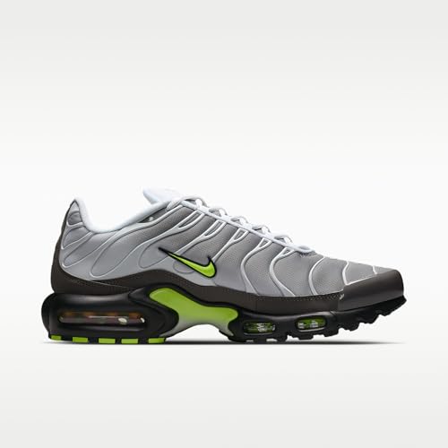 Nike Air Max Plus Men's Shoes (White/Pearl Grey/Black/Neon Yellow) Size 13