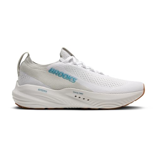 Brooks Men’s Glycerin Stealthfit 22 Neutral Running Shoe - White/Oyster/Blue - 11 Medium