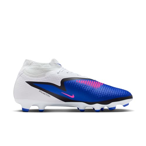 Nike Phantom 6 High Academy Multi-Ground Soccer Cleats (Racer Blue/White/Pink Blast) Size 10