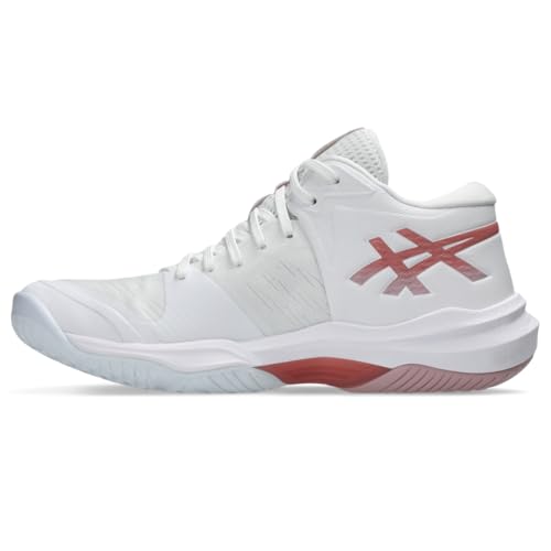 ASICS Women's Sky Elite FlyteFoam Mid Top 3 Volleyball Shoes, 6.5, White/MORGANITE