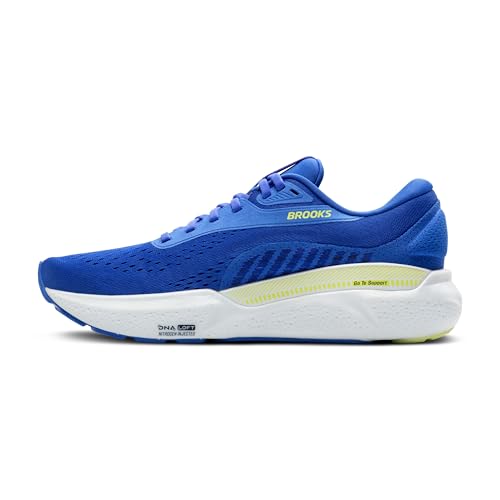 Brooks Men’s Adrenaline GTS 24 Supportive Running Shoe - Cobalt/Neo Yellow/Peacoat - 13 Medium