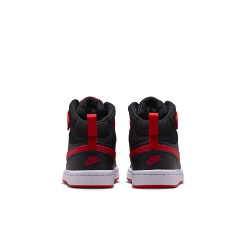 Nike Little Kids' Court Borough Mid 2 Shoes, Black/University Red-White, 13.5C